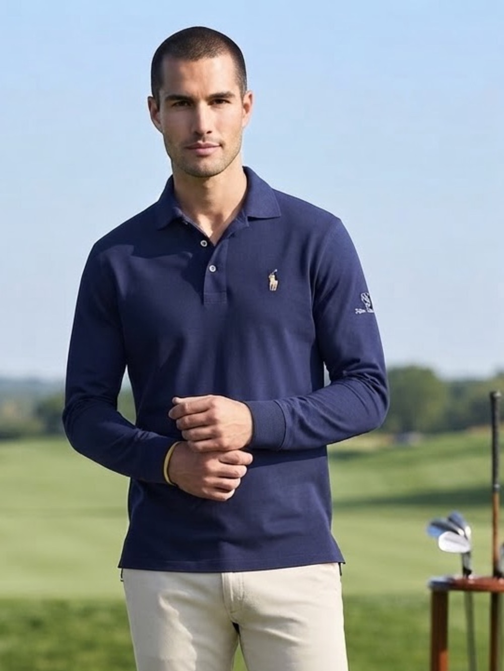 Polo Golf Ralph Lauren Long Sleeve Pima Cotton Navy Blue Shirt Men's Size M